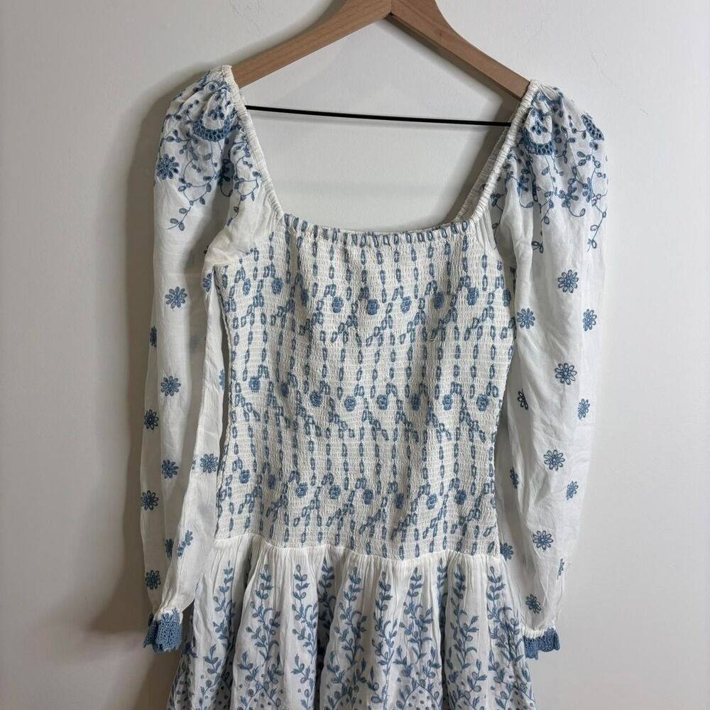 Loveshackfancy Women's White and Blue Dress